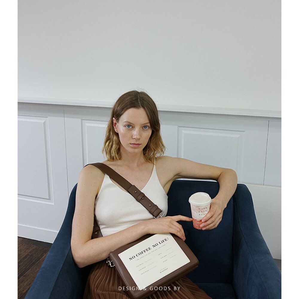 Briskerblack Slogan Crossbody Bag – "No Coffee No Life" Leather Shoulder Bag - Picture 7 of 16